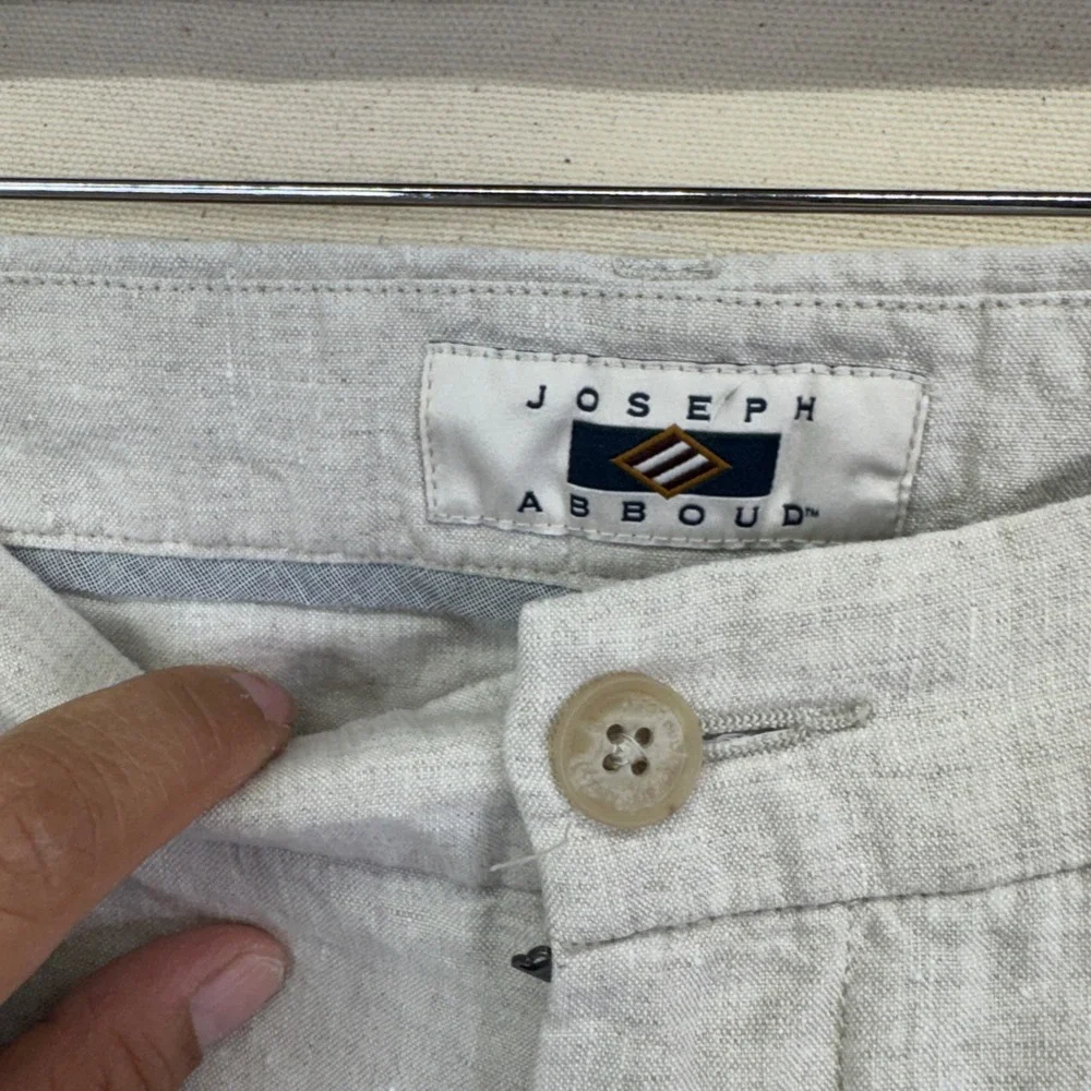 Joseph Abboud Mens Linen Pants 42x30 Beige Coastal Minimalist Summer Trousers
